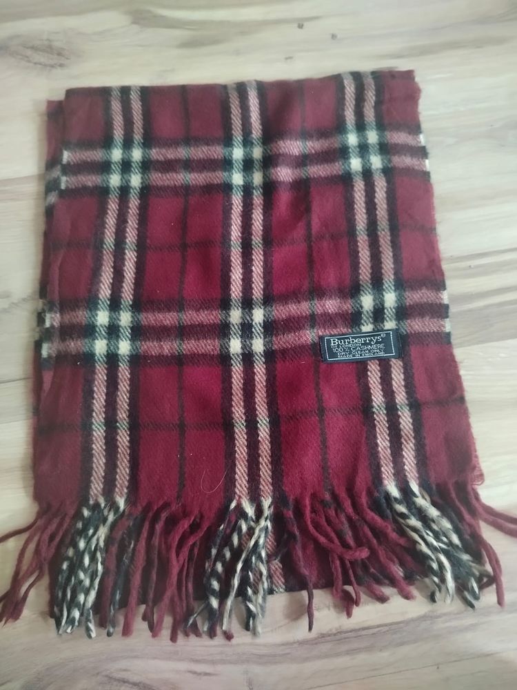 🔥 Luksusowy szalik Burberry 100% kaszmir – jak nowy! 🔥